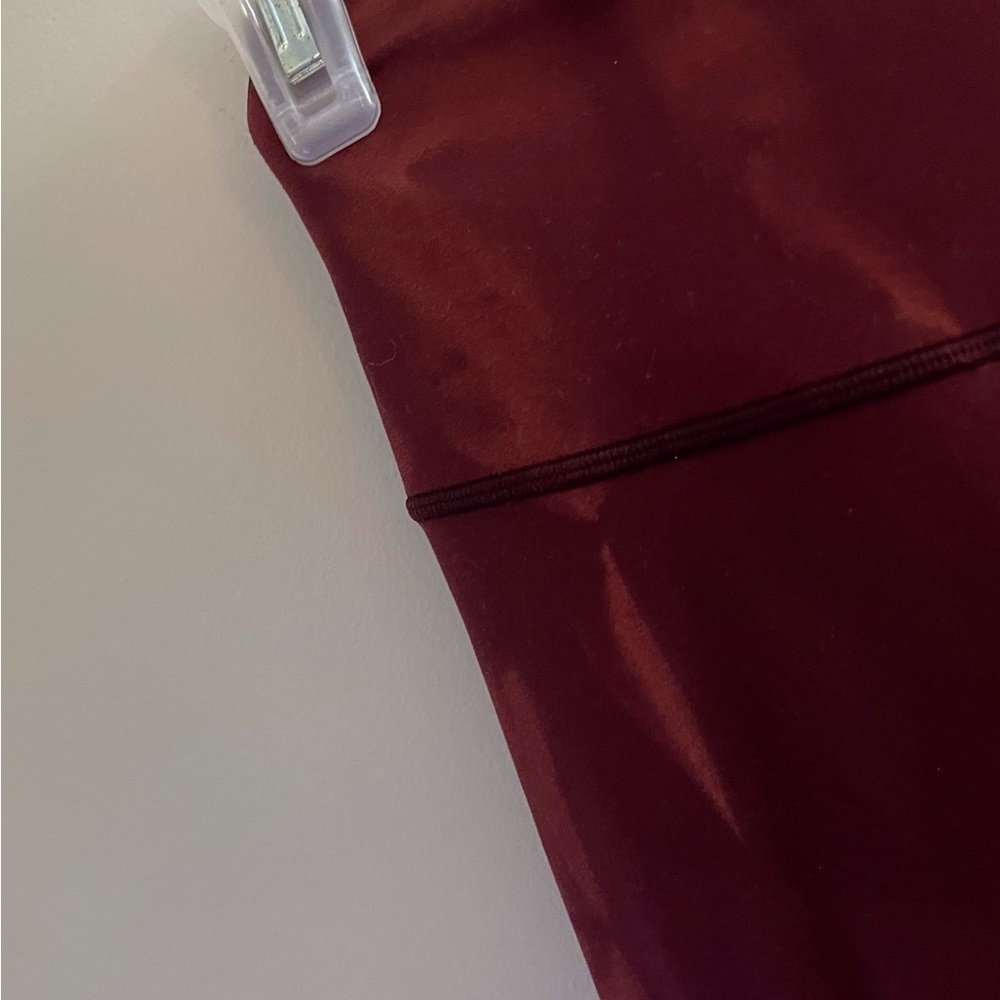 Lululemon Wunder Train Maroon Cropped Leggings Activewear Comfort Casual Pilates - Picture 7 of 8